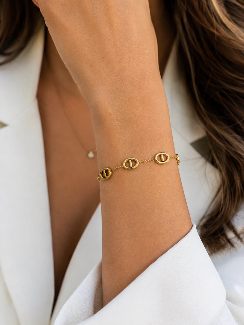 Vintage Gold Tone Oval Link Bracelet | Minimalist Chain Bracelet | Quiet Luxury